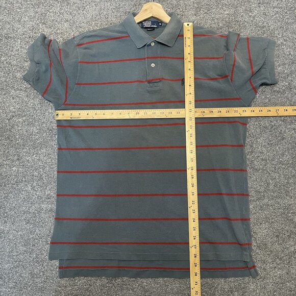 Vintage Polo Ralph Lauren Striped Gray & Red Short-Sleeve Cotton Polo Shirt XL - Picture 7 of 7
